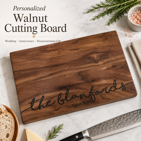 Wedding Gift for Couple – Personalized Cutting Board with Married Name & Date