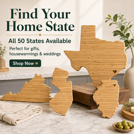 Florida Cutting Board – Personalized Florida Shaped Bamboo Charcuterie Board