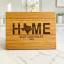 HOME State Cutting Board – Personalized Bamboo Board with Custom State, Names & Year - Sierra Heirloom