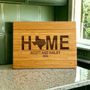 HOME State Cutting Board – Personalized Bamboo Board with Custom State, Names & Year - Sierra Heirloom