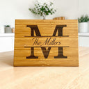 Monogram Cutting Board – Personalized Split Letter Bamboo Board with Family Name - Sierra Heirloom
