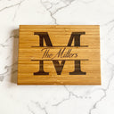 Monogram Cutting Board – Personalized Split Letter Bamboo Board with Family Name - Sierra Heirloom