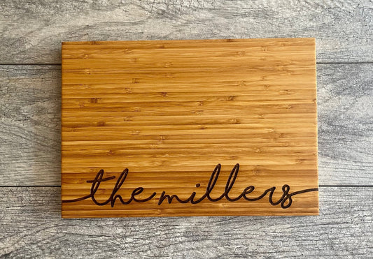 Personalized Bamboo Cutting Board - Last Name Script - Sierra Heirloom