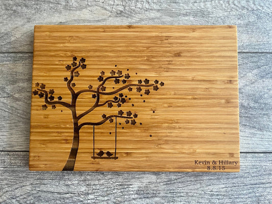 Personalized Bamboo Cutting Board - Love Birds - Sierra Heirloom