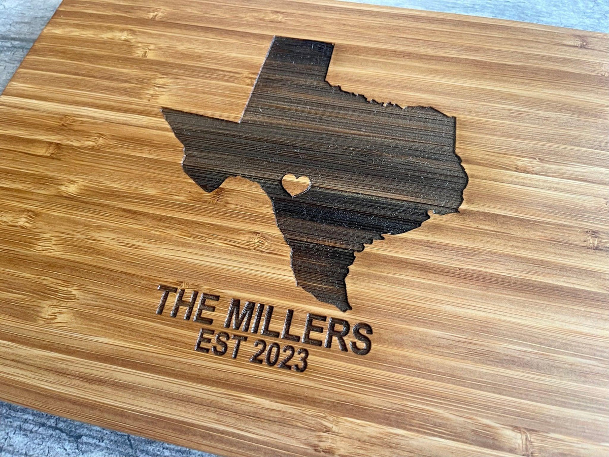 Personalized Cutting Board - Home State with Heart - Sierra Heirloom